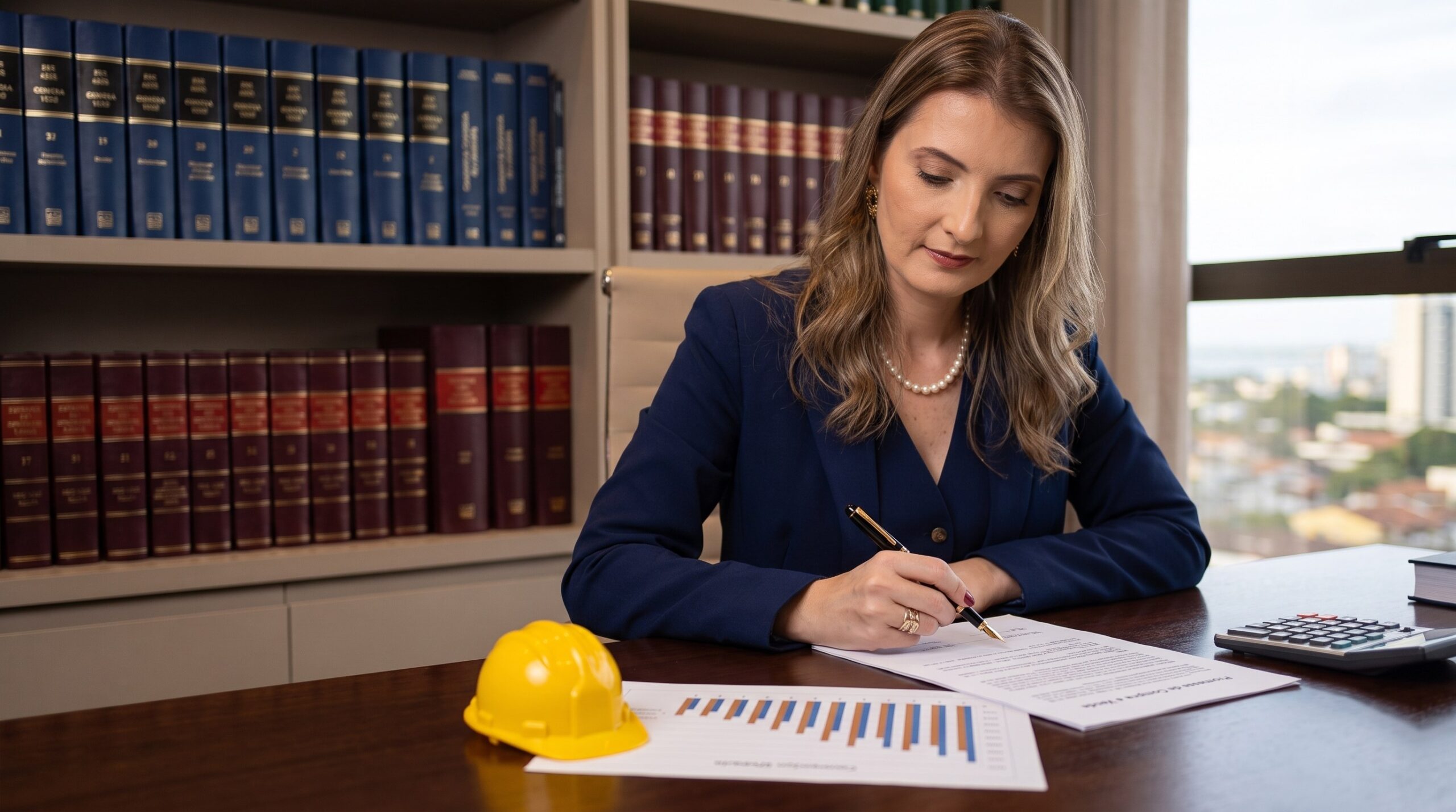 Advogada Carla Rangel analisando contrato e cronograma de obra — atraso na entrega e distrato em Recife